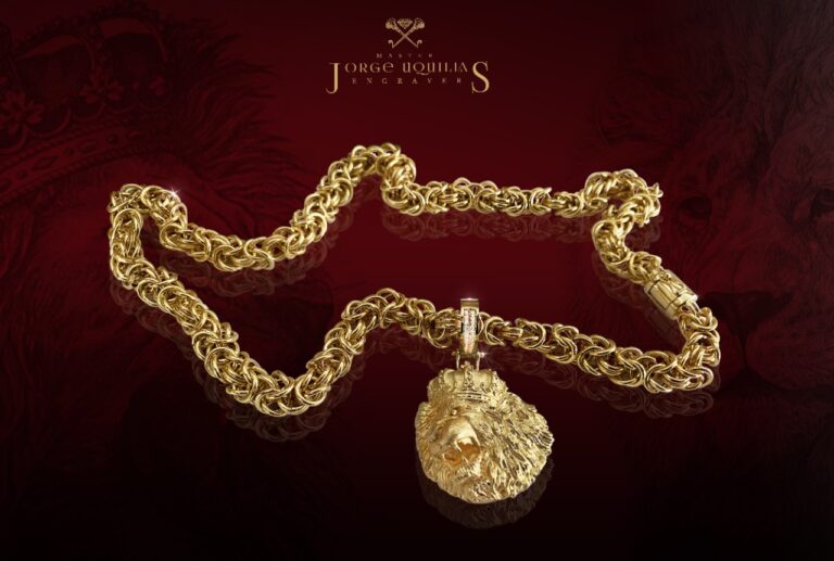 Gold Lion Necklace Solid Gold 18K