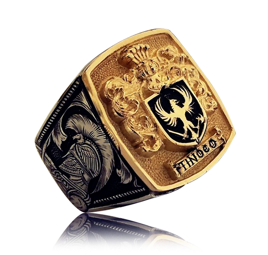 Mixed Maçonic 33 Degrees Gold Silver Ring.
