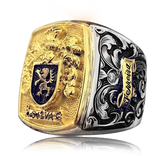 Mixed Gold-Silver Family Crest Ring