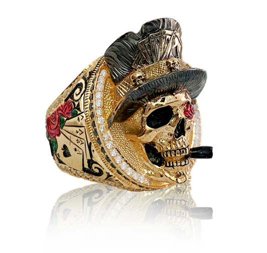 The Illusionist’s Bloom – 18k Solid Gold with white and black Diamonds